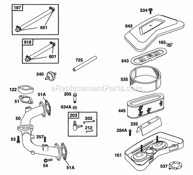 Air Cleaner Grp Manifold Diagram and Parts List for 42C777-1237-01  Briggs and Stratton Engine